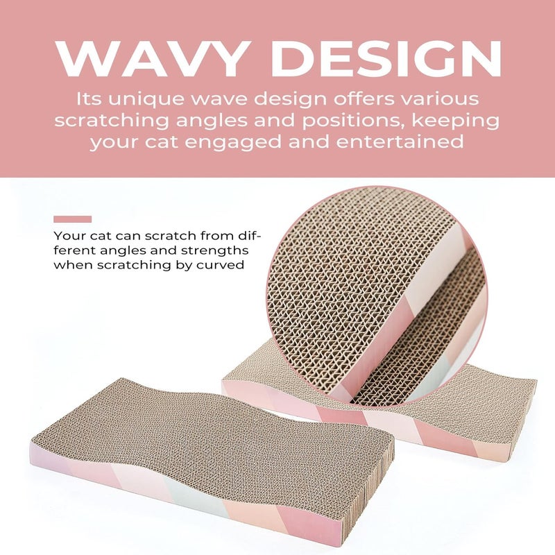 SIDAZON Cat Scratching Pads Cardboard Cat Scratchers for Indoor Cats Reversible Large Wide Corrugated with Catnip and Mini Toy(5pcs) - Image 3